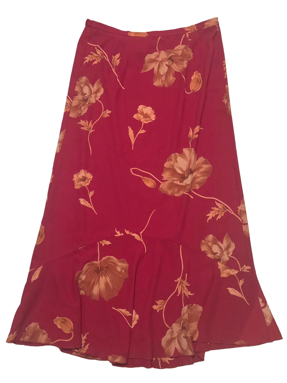 Vintage Norton McNaughton Red Floral Maxi Skirt